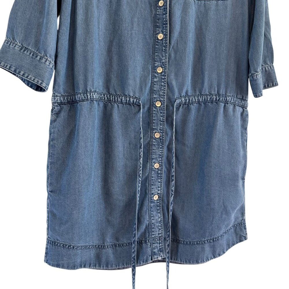 Club Monaco Women's Blue 3/4 Sleeve Button Down Denim Dress Size 0 - Picture 4 of 11